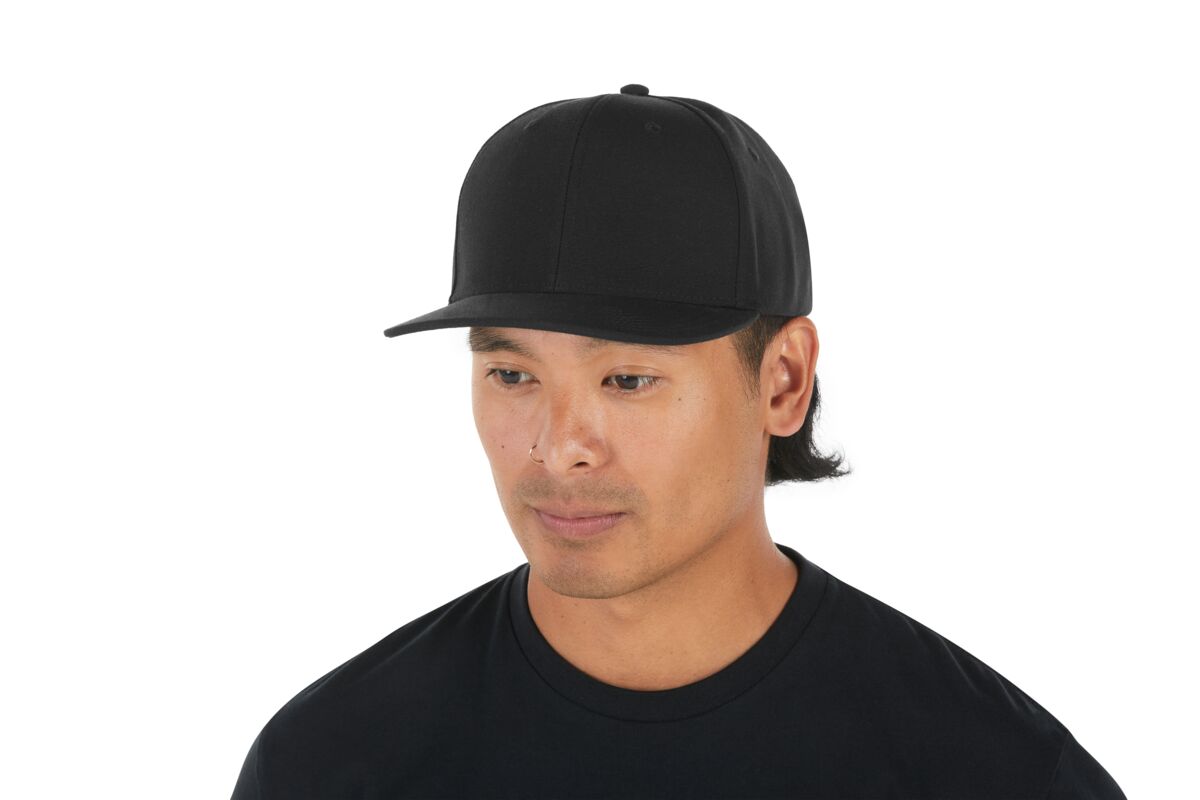 recycled-poly-classic-6-panel-hat-g9 WebPDP-HAT001002_Recycled_Poly_Classic_6Panel_Hat_Black_Studio_Harper_Studios_0723_Side_2__HAT001002OS.jpg