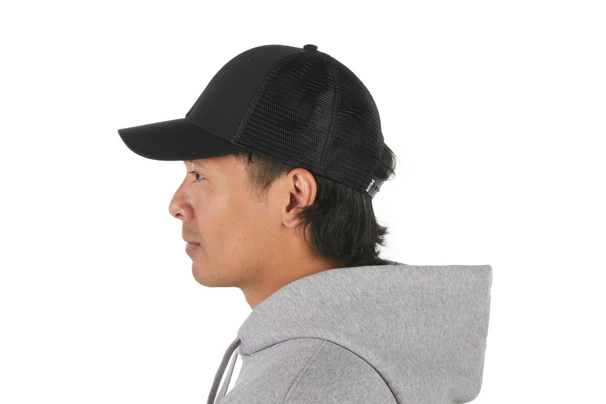 recycled-poly-low-profile-trucker-hat-d7 WebPDP-HAT002002_Recycled_Poly_Low_Profile_Trucker_Hat_Black_Studio_Harper_Studios_0723_Back__HAT002002OS.jpg
