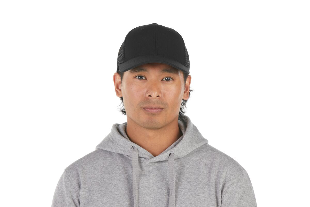 recycled-poly-low-profile-trucker-hat-d7 WebPDP-HAT002002_Recycled_Poly_Low_Profile_Trucker_Hat_Black_Studio_Harper_Studios_0723_Front__HAT002002OS.jpg
